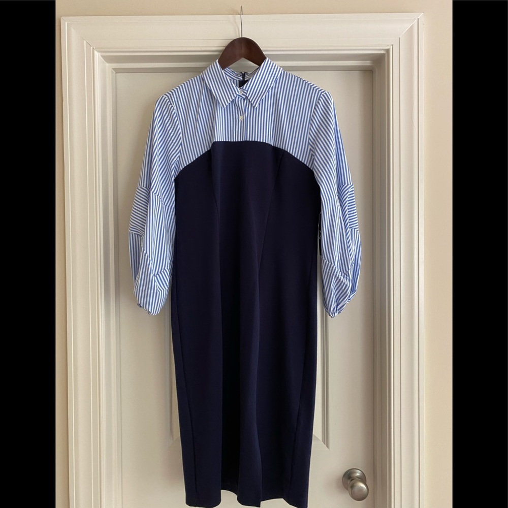 Twofer dress in navy blue